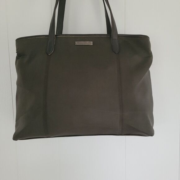 Coach Vintage Gray Neoprane Shoper Tote Shoulder Bag Leather Trim Zipper Soft - Picture 2 of 14